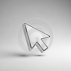 3D Rendered White Computer Mouse Cursor Icon with Subtle Shadow pointer