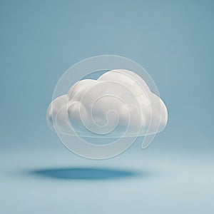 3D Rendered White Fluffy Cloud Floating Against a Soft Blue Background weather