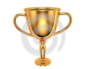 3D rendered Winners gold cup. Golden trophy bowl champion award isolated on white background