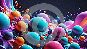 3d rendering of abstract background with colorful bubble liquid