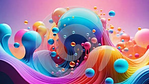 3d rendering of abstract background with colorful bubble liquid