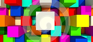 3D rendering Abstract background from multicolored cubes