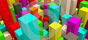 3D rendering Abstract background from multicolored cubes