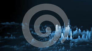 3D Rendering of abstract binary city with data visualization technology.