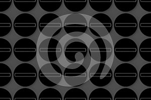 3d rendering. Abstract Black Circular objects pattern on gray background