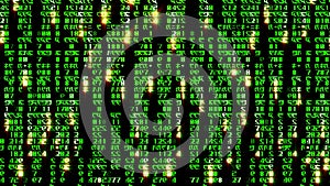 3D rendering of abstract blocks of matrix code located in the virtual space