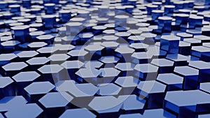 3d rendering of abstract blue cubes background hexagon polygon