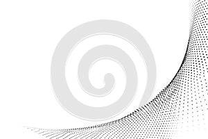 3D rendering abstract digital array wireframe black particles wave on white background