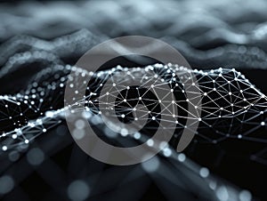 3D rendering of abstract digital background with connecting dots and lines. Network connection structure. Generative AI