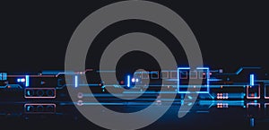Abstract digital sci fi techno circuit node with depth of field effect