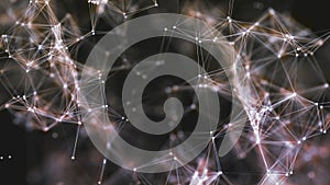 3D rendering of abstract forms of plexus, points and light rays with points of light