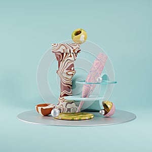 3D rendering. Abstract futuristic shapes.