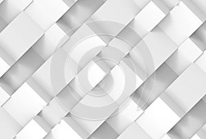 3d rendering. abstract modern white several square shape box row stack wall background