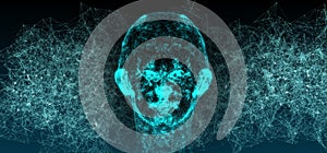 Abstract Network Connection Mesh Of Human Head On Plexus Background