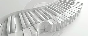 3D rendering of abstract piano keys on white background