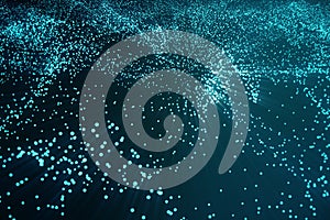 3d rendering abstract polygonal low poly wave background with connecting dots and lines. Abstract Flow. Connection