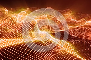 3d rendering abstract polygonal low poly wave background with connecting dots and lines. Abstract Flow. Connection