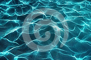 3d rendering abstract polygonal wave background with connecting dots and lines. Connection structure. Computer HUD. Flow