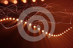 3d rendering abstract polygonal wave background with connecting dots and lines. Connection structure. Computer HUD. Flow