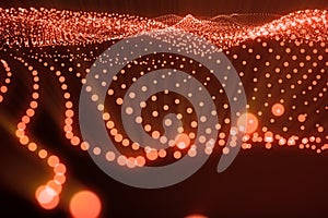 3d rendering abstract polygonal wave background with connecting dots and lines. Connection structure. Computer HUD. Flow