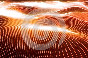 3d rendering abstract polygonal wave background with connecting dots and lines. Connection structure. Computer HUD. Flow