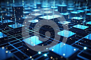 3D rendering of abstract technology concept background. Computer generated image, Data computation layer representing blockchain,