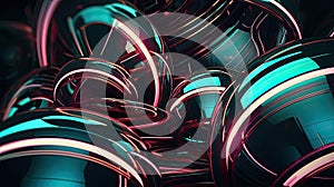 3d rendering of abstract technology copper pipe background. Futuristic Sci-Fi background