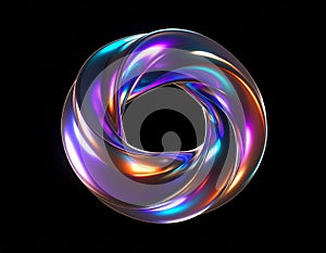 Abstract Iridescent Torus on Black