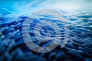 3D rendering of abstract waving background, dark blue liquid surface