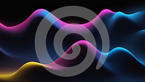 3d rendering of abstract wavy background with glowing particles in empty space