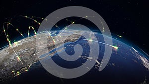 3D rendering abstract of world network, internet and global connection concept