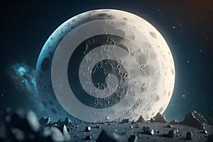 3d rendering of an alien planet with a moon in the background