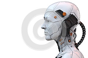 Android robot cyborg woman humanoid  side view - 3d rendering photo