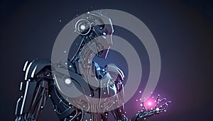 3d rendering of android robot technology background abstract. Generative Ai.
