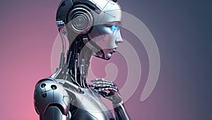 3d rendering of android robot technology background abstract. Generative Ai.