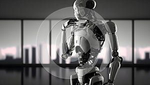 3d rendering of android robot technology background. Generative Ai