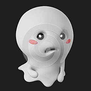 3d rendering of an angry cute ghost isolated on a dark background