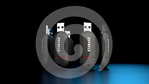 A 3D Rendering of an Array of USB Thumb Drive Storage Sticks