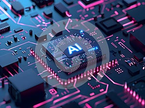 3D Rendering of an Artificial Intelligence Chip Generative AI
