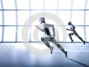 Artificial intelligence cyborg or robot run