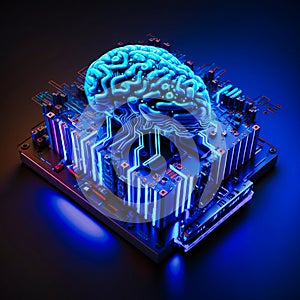 3D Rendering of Artificial Intelligence hardware, generative AI