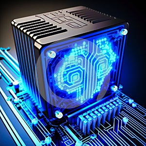 3D Rendering of Artificial Intelligence hardware, generative AI