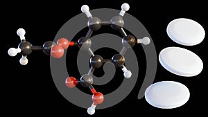 aspirin molecular structure with white medicines