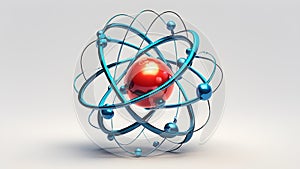 3D rendering of an atom Atomic structure with protons neutrons and electrons in a dynamic and visually striking arrangement