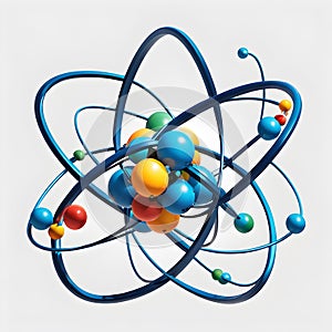 3D rendering of an atom Atomic structure with protons neutrons and electrons in a dynamic and visually striking arrangement