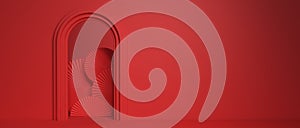 3D rendering background illustration. abstract geometric red conceptual space for the presentation. Chinese new year photo