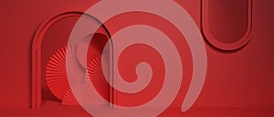 3D rendering background illustration. abstract geometric red conceptual space for the presentation. Chinese new year photo