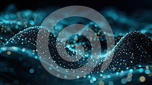 glowing teal waves digital art