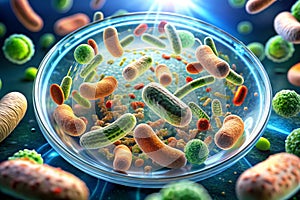 Microscopic view of bacteria multiplying