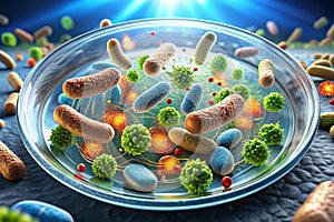 Microscopic view of bacteria multiplying
